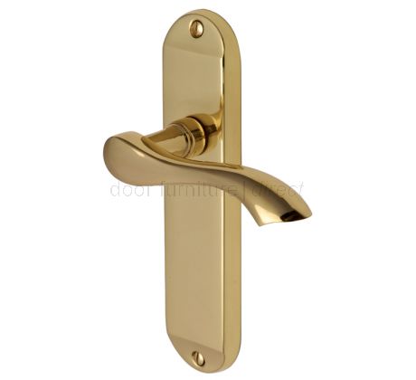 Algarve Small Shaped Lever Polished Brass Latch Door Handles