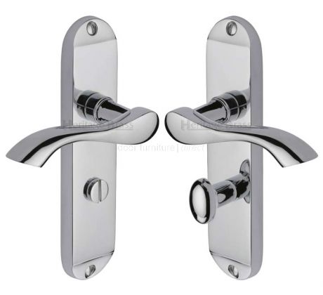Algarve Small Shaped Lever Polished Chrome Bathroom Door Handles