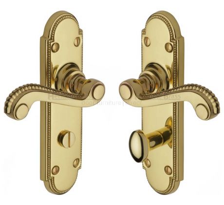 Adam Scroll Lever Polished Brass Bathroom Door Handles