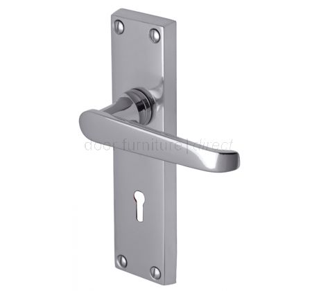 Victoria Straight Lever Polished Chrome Keyhole Door Handles