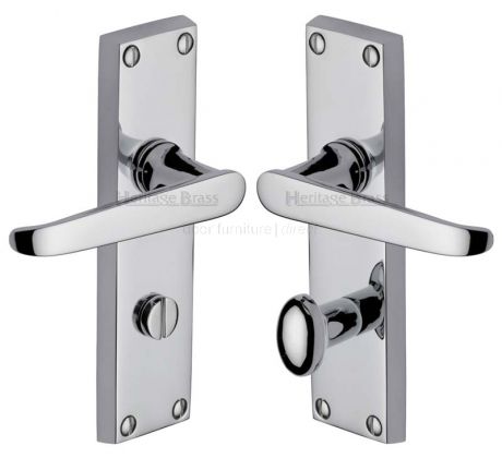 Victoria Straight Lever Polished Chrome Bathroom Door Handles