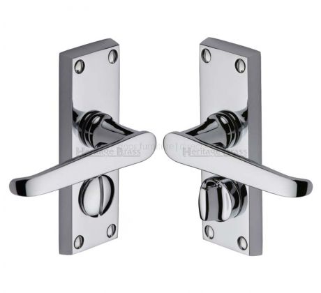 Victoria Straight Lever Polished Chrome Privacy Lock Door Handles