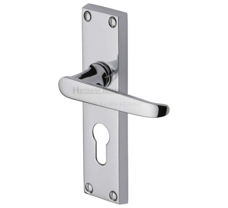 Victoria Straight Lever Pol Chrome 48mm Euro Cylinder Door Handles