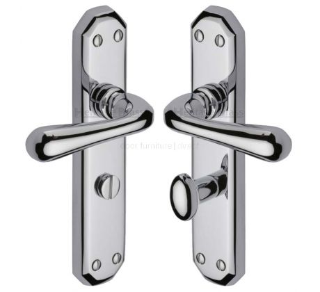 Charlbury Contoured Lever Polished Chrome Bathroom Door Handles