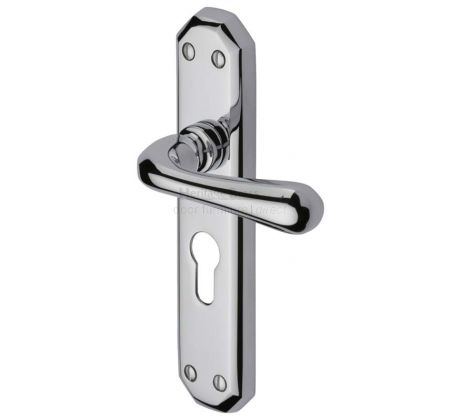 Charlbury Contoured Lever Polished Chrome 48mm Euro Door Handles