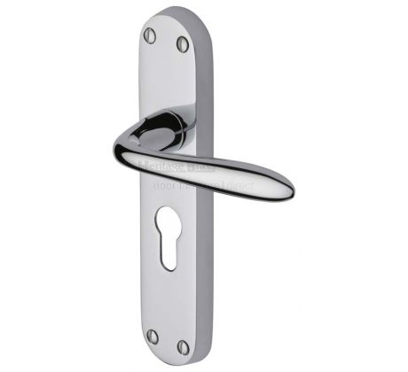 Sutton Straight Lever Polished Chrome 48mm Euro Cylinder Door Handles