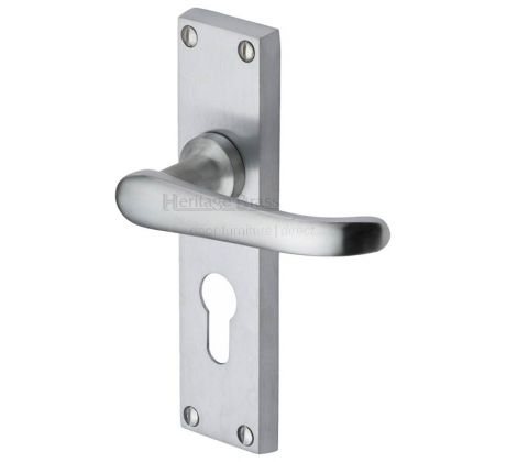 Windsor Straight Lever Satin Chrome 48mm Euro Cylinder Door Handles