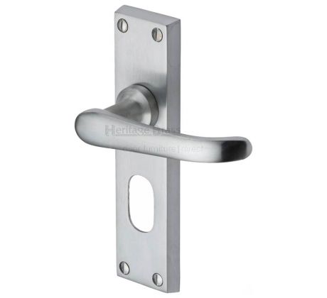 Windsor Straight Lever Satin Chrome Oval Cylinder Door Handles