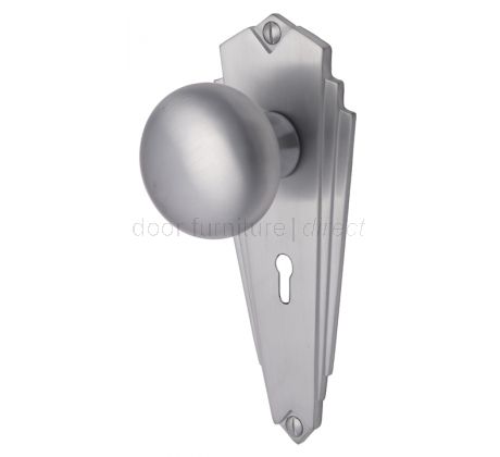 Broadway Satin Chrome Keyhole Door Knob Set