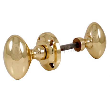 Suffolk Polished Brass Rim Lock Oval Door Knob Set