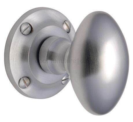 Satin Chrome Derby Oval Mortice Door Knob Set 62x35mm
