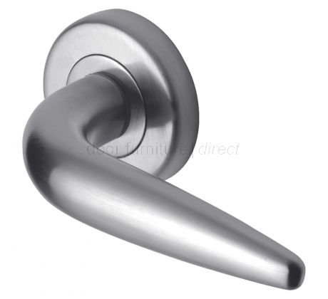 Goccia Satin Chrome Plain Lever on Rose Set