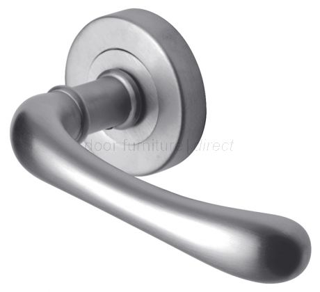 Donna Satin Chrome Shaped Lever on Rose Set