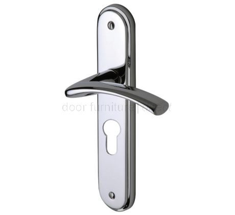 Tosca Polished Chrome Curved Lever 48mm Euro Cylinder Door Handles