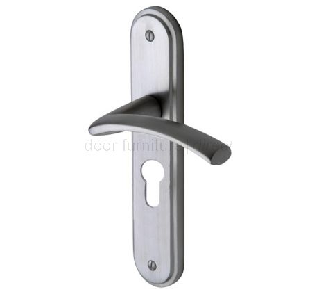 Tosca Satin Chrome Curved Lever 48mm Euro Cylinder Door Handles