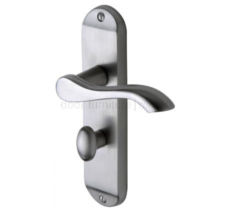 Aurora Satin Chrome Scroll Lever Bathroom Door Handles