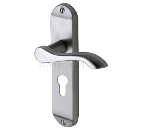 Aurora Satin Chrome Scroll Lever 48mm Euro Cylinder Door Handles