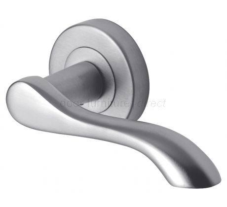 Aurora Satin Chrome Scroll Lever on Rose Set