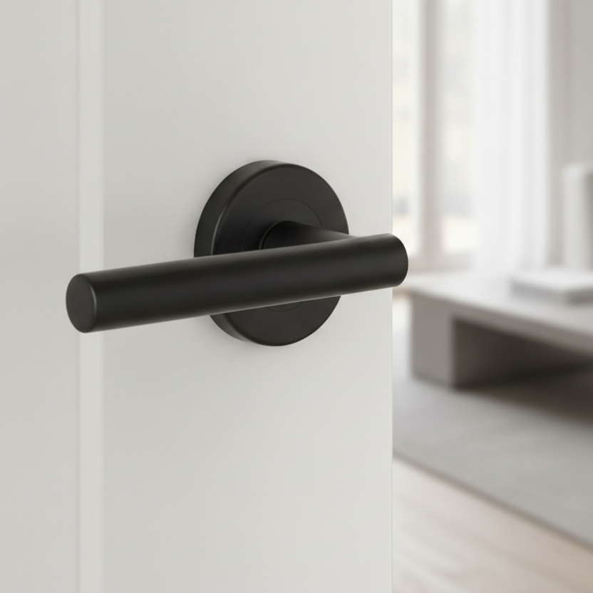 Sorrento SC-3052-BLK Shuttle Matt Black Lever on Rose Door Handles