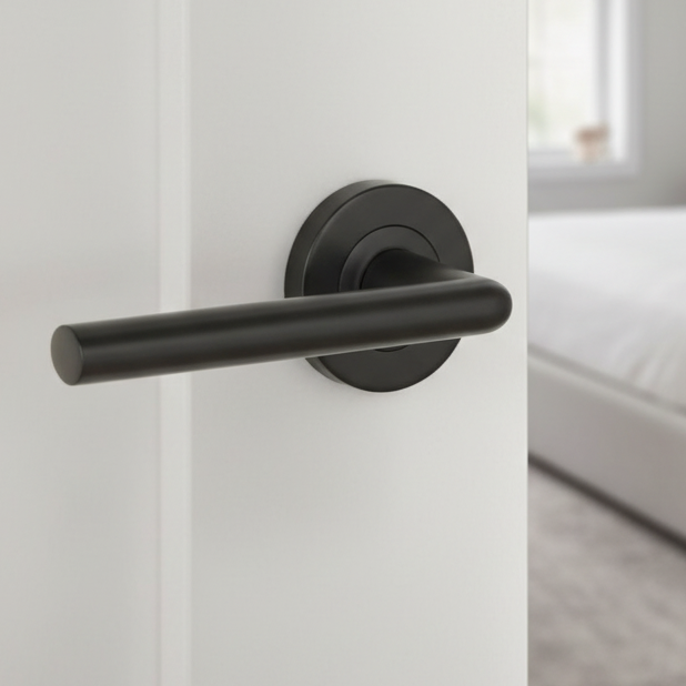 Sorrento SC-2352-BLK Lena Matt Black Lever on Rose Door Handles