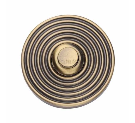 Heritage RR1186 Antique Brass Reeded Bell Push 53mm – Door