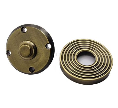 Heritage RR1186 Antique Brass Reeded Bell Push 53mm