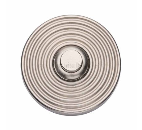 Heritage RR1186 Satin Nickel Reeded Bell Push 53mm