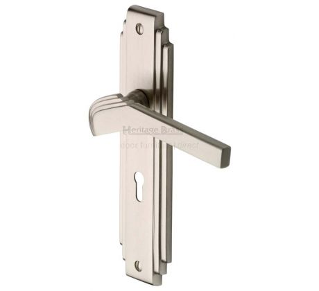 Tiffany Satin Nickel Art Deco Lock Handles