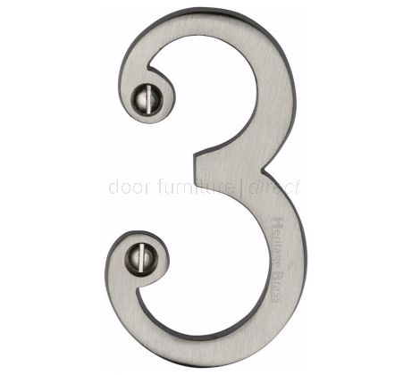 Satin Nickel 76mm (3in) Screw Fix Door Numbers C1560