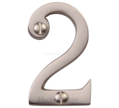 Satin Nickel Screw Fixed Front Door Numbers 0-9 51mm C1567