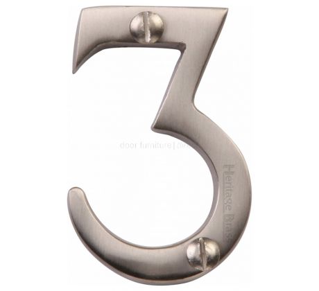 Satin Nickel Screw Fixed Front Door Numbers 0-9 51mm C1567