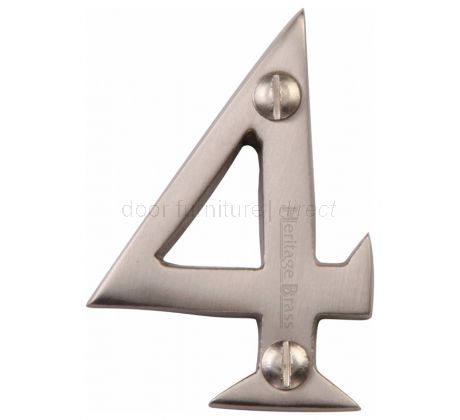 Satin Nickel Screw Fixed Front Door Numbers 0-9 51mm C1567