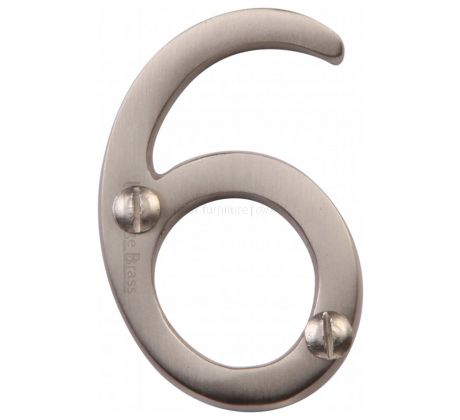 Satin Nickel Screw Fixed Front Door Numbers 0-9 51mm C1567