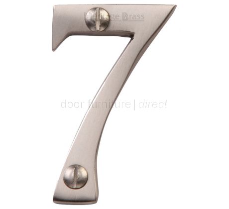 Satin Nickel Screw Fixed Front Door Numbers 0-9 51mm C1567