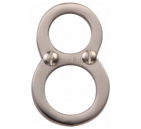 Satin Nickel Screw Fixed Front Door Numbers 0-9 51mm C1567
