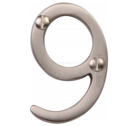 Satin Nickel Screw Fixed Front Door Numbers 0-9 51mm C1567