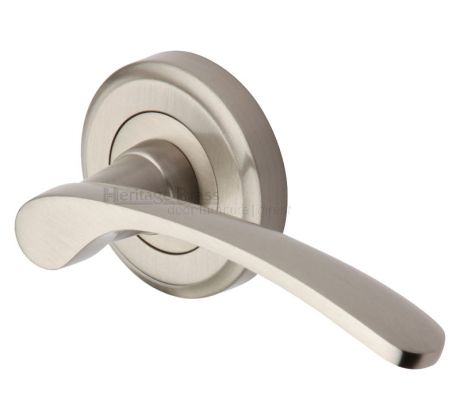 Satin Nickel Sophia Lever On Rose Door Handles
