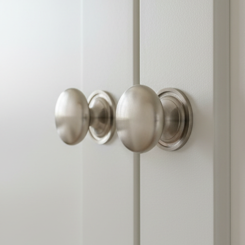 Satin Nickel Victorian Cupboard Knob