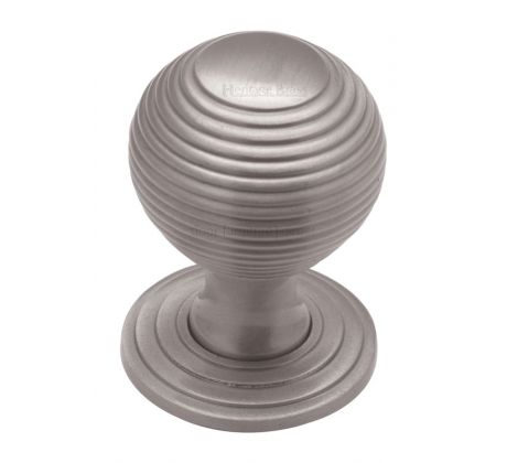 Satin Nickel Reeded Cupboard Knob 32mm