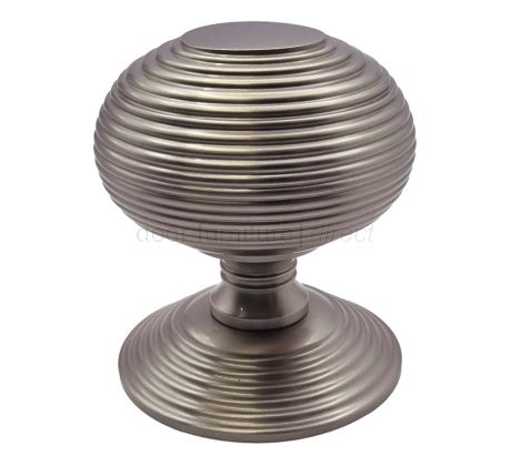 Heritage RR906 Satin Nickel 76mm Reeded Centre Door Knob