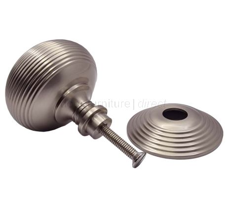Heritage RR906 Satin Nickel 76mm Reeded Centre Door Knob