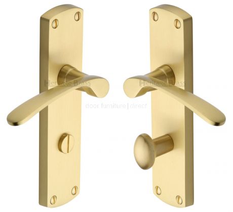 Heritage DIP7830 Satin Brass Diplomat Bathroom Door Handles