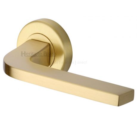 Heritage V2015 Satin Brass Bellagio Lever on Rose Handles
