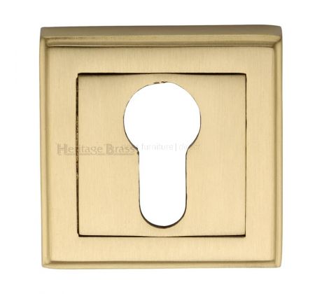 Heritage DEC7020 Satin Brass Square Euro Escutcheon 54mm