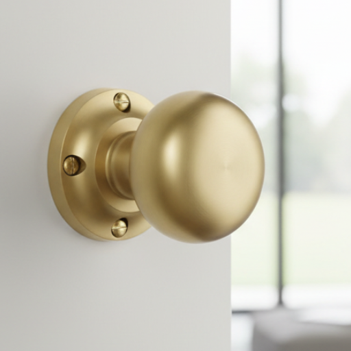 Heritage V980 Satin Brass Victoria Door Knobs 57mm