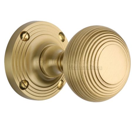 Heritage V971 Satin Brass Reeded Door Knobs 60mm