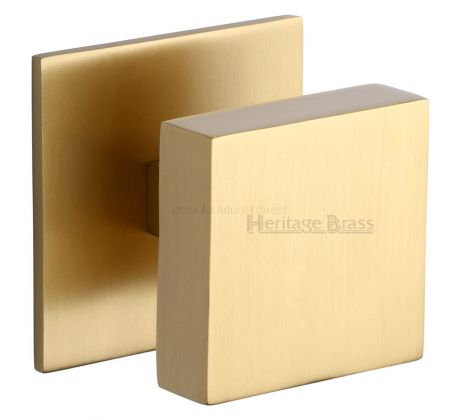 Heritage V908 Satin Brass Square Centre Door Knob 89mm