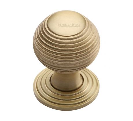 Heritage V973 Satin Brass Reeded Cabinet Knob 32mm