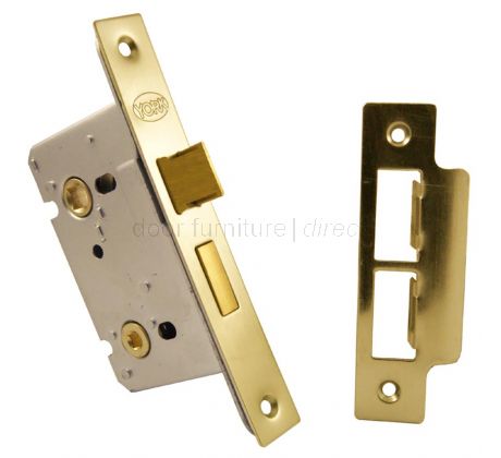 York Bathroom Mortice Lock 2.5in (65mm) Satin Brass