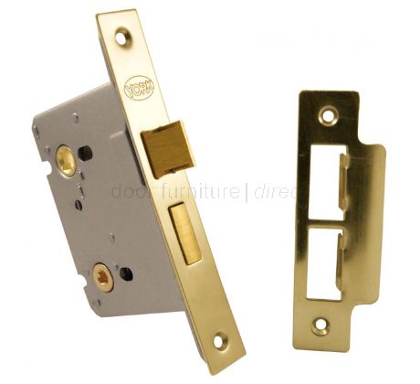York Bathroom Mortice Lock 3in (78mm) Satin Brass